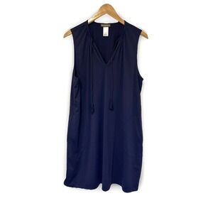 Tommy Bahama Womens Shift Dress L Navy Stretch Golf Athletic Pockets Pickleball